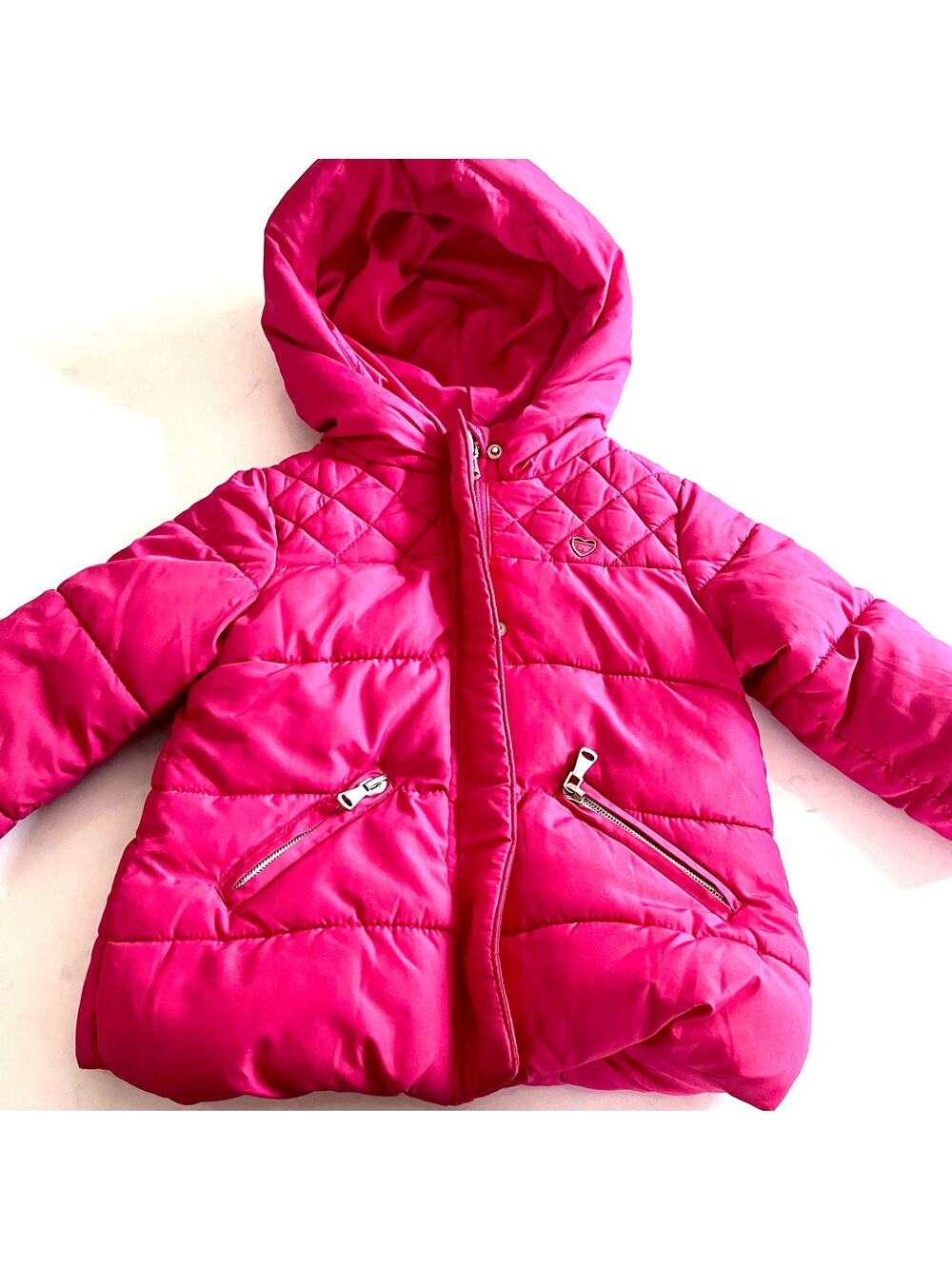 Zara girls dark pink warm puffer jacket winter coat 12-18 months